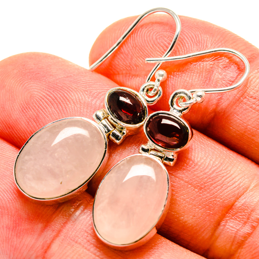 Rose Quartz Earrings handcrafted by Anasilvercos - EARR414544