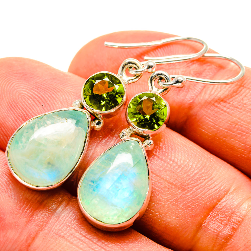 Green Moonstone Earrings handcrafted by Anasilvercos - EARR414555