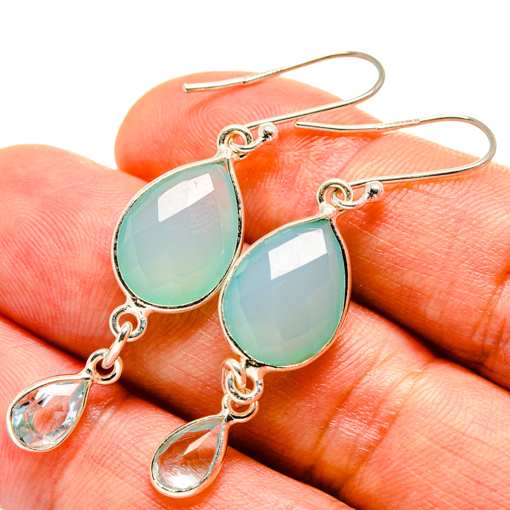 Aqua Chalcedony Earrings handcrafted by Anasilvercos - EARR414556