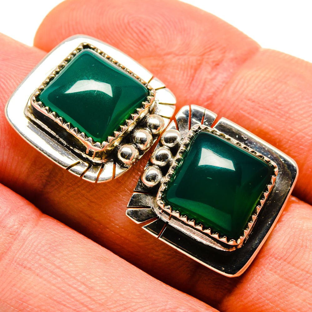 Green Onyx Earrings handcrafted by Anasilvercos - EARR414594