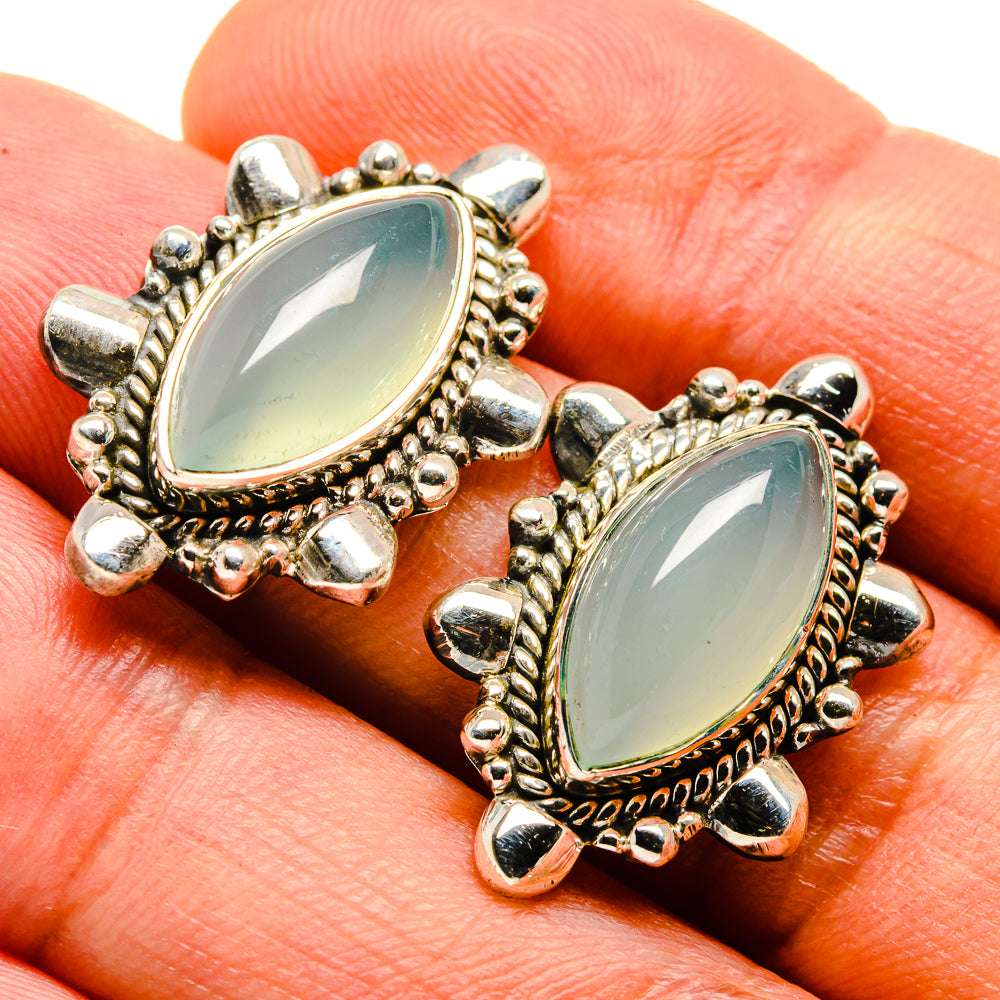 Aqua Chalcedony Earrings handcrafted by Anasilvercos - EARR414595
