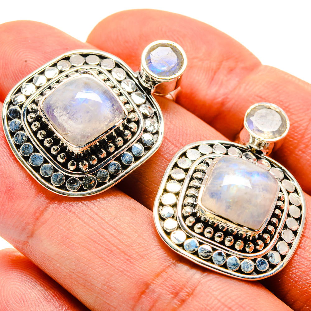 Rainbow Moonstone Earrings handcrafted by Anasilvercos - EARR414603