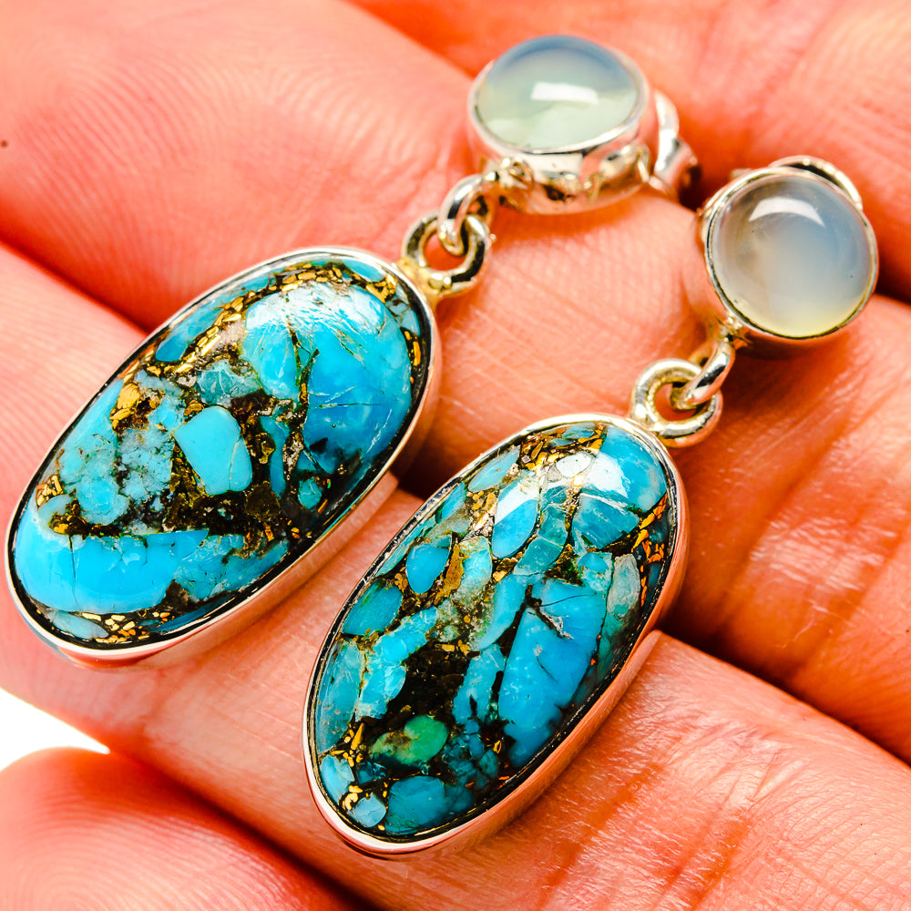 Blue Copper Composite Turquoise Earrings handcrafted by Anasilvercos - EARR414613