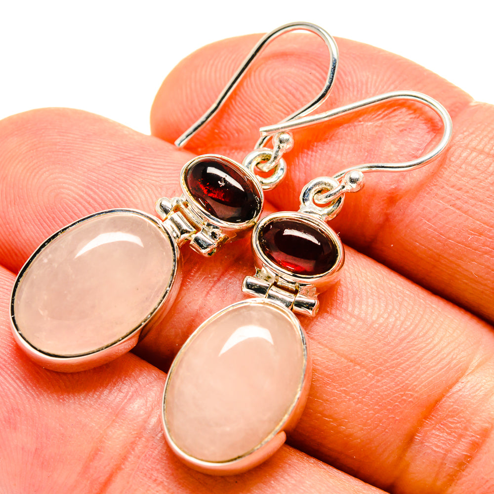 Rose Quartz Earrings handcrafted by Anasilvercos - EARR414626