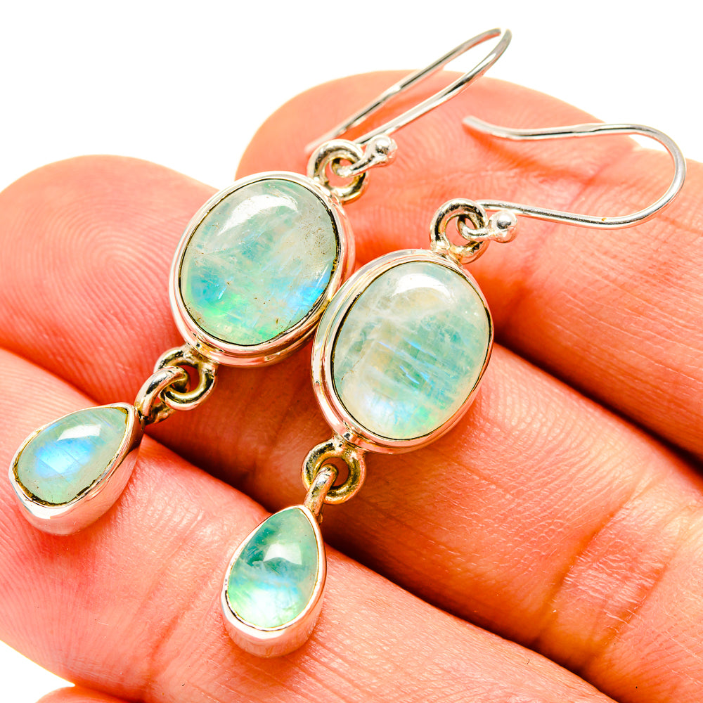 Green Moonstone Earrings handcrafted by Anasilvercos - EARR414647