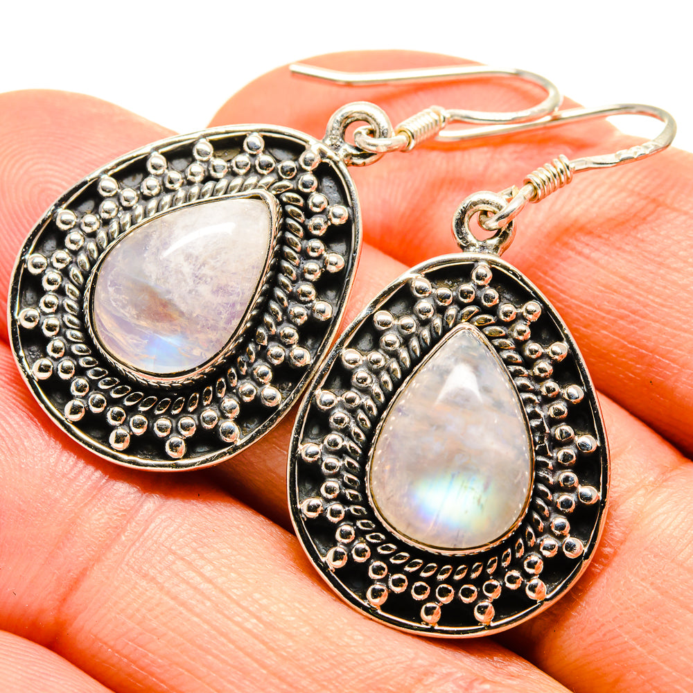 Rainbow Moonstone Earrings handcrafted by Anasilvercos - EARR414649
