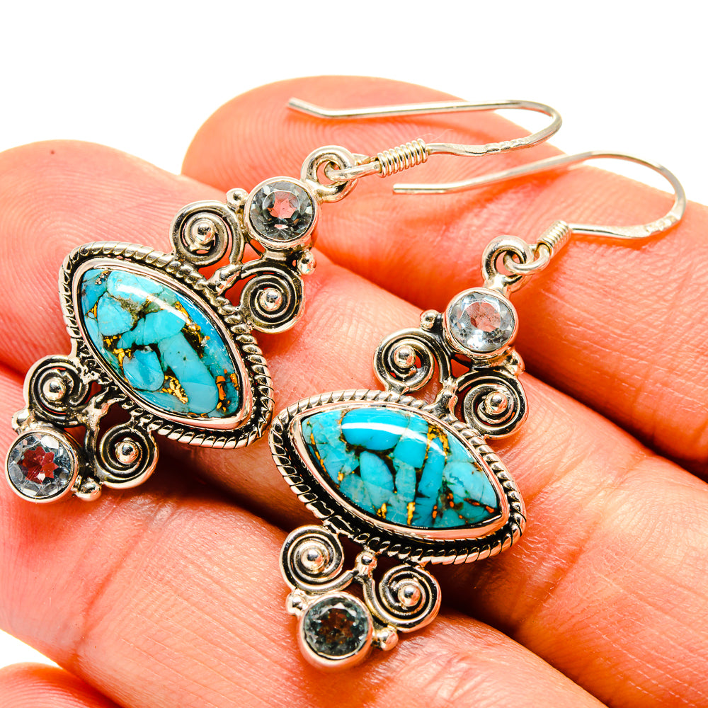 Blue Copper Composite Turquoise Earrings handcrafted by Anasilvercos - EARR414651