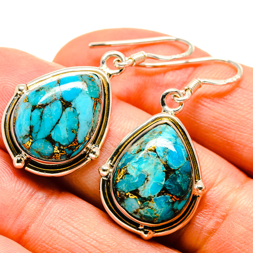 Blue Copper Composite Turquoise Earrings handcrafted by Anasilvercos - EARR414655