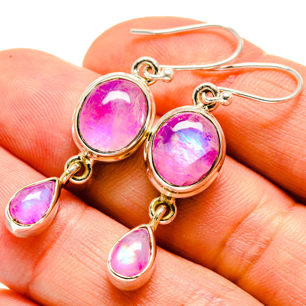 Pink Moonstone Earrings handcrafted by Anasilvercos - EARR414659