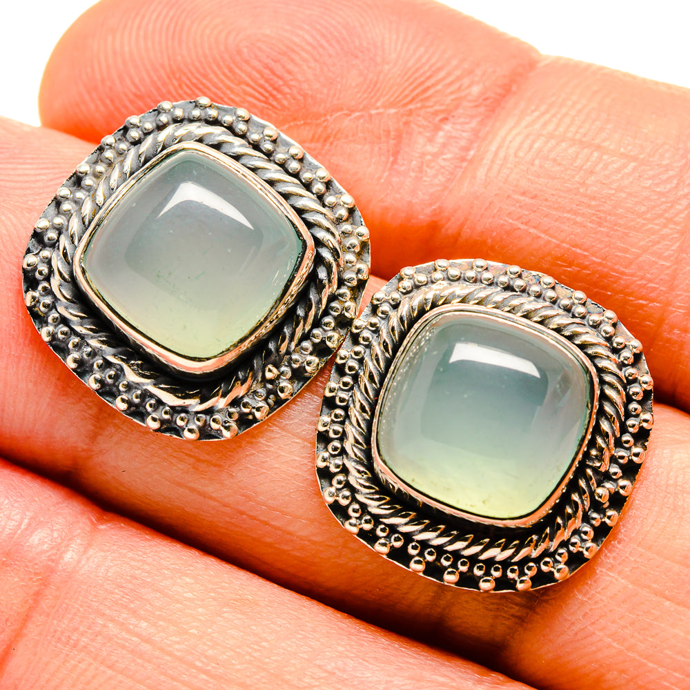 Aqua Chalcedony Earrings handcrafted by Anasilvercos - EARR414664