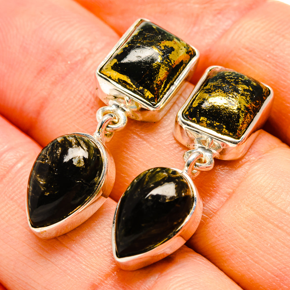 Golden Seraphinite Earrings handcrafted by Anasilvercos - EARR414672
