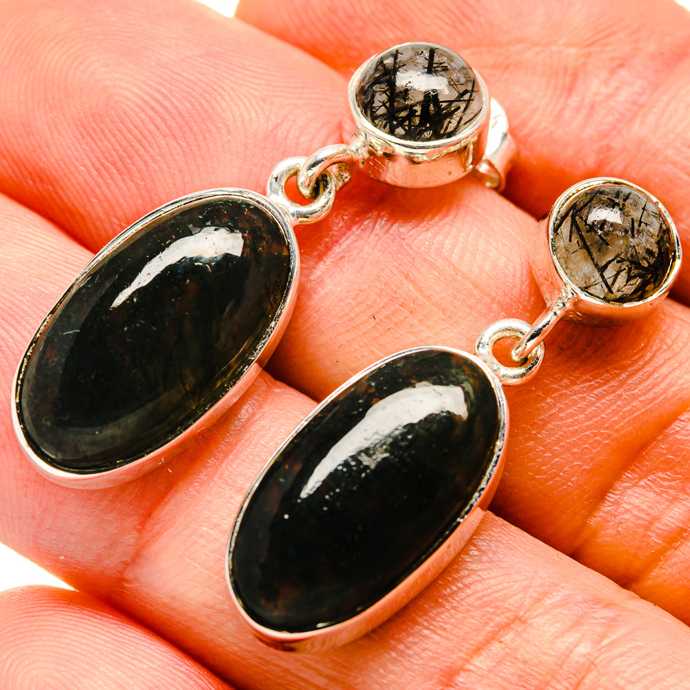 Green Moss Agate Earrings handcrafted by Anasilvercos - EARR414683