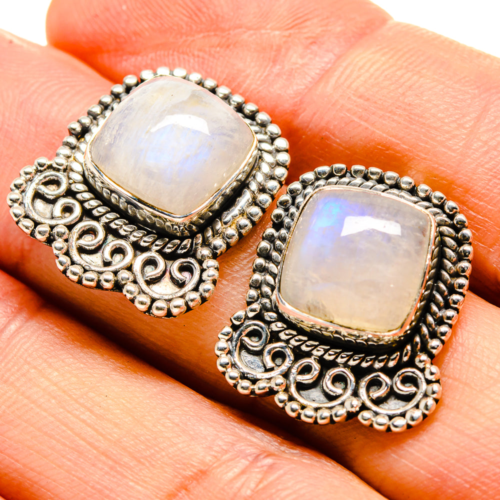 Rainbow Moonstone Earrings handcrafted by Anasilvercos - EARR414688
