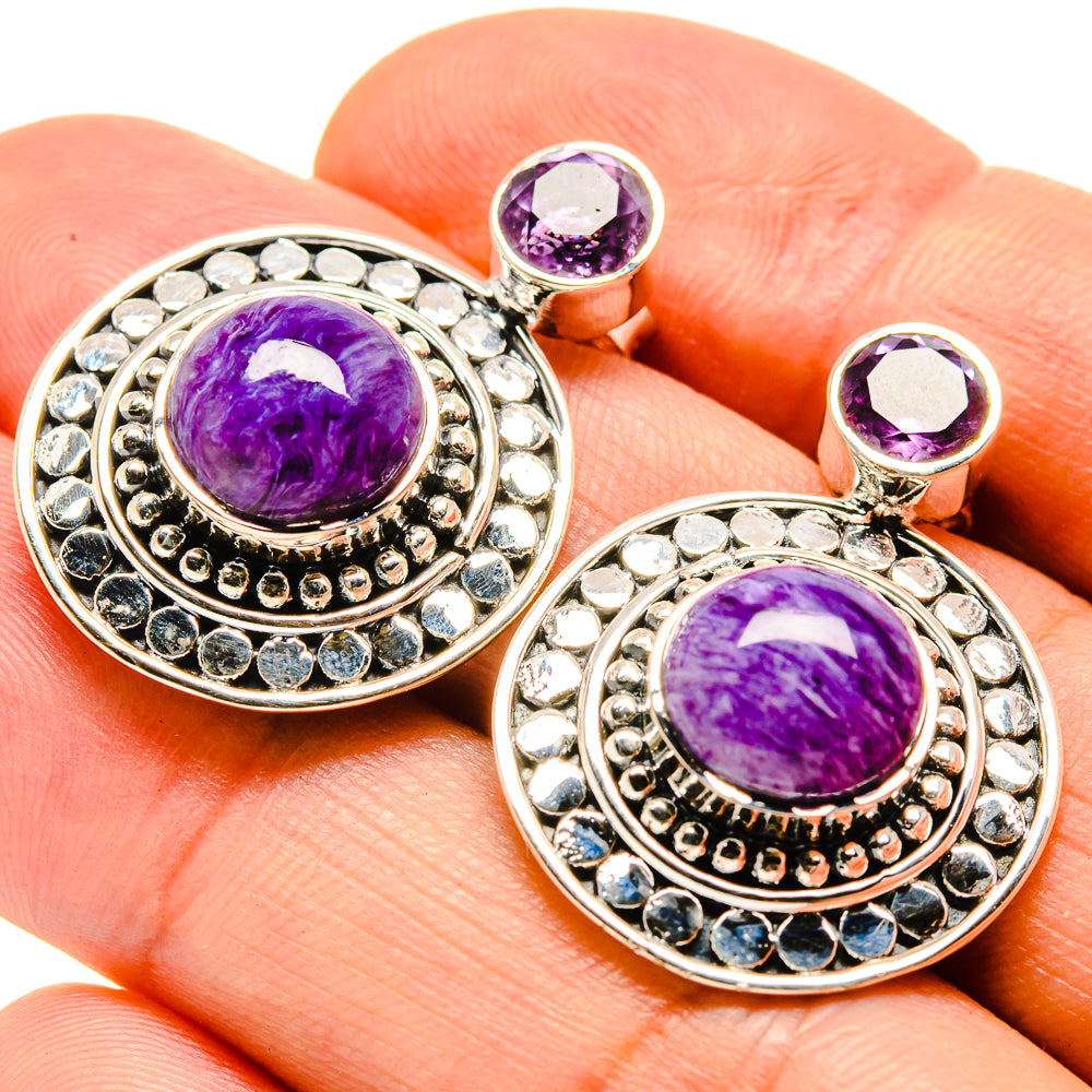 Charoite Earrings handcrafted by Anasilvercos - EARR414692