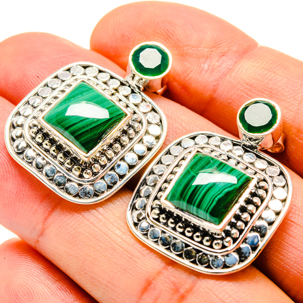 Malachite Earrings handcrafted by Anasilvercos - EARR414696