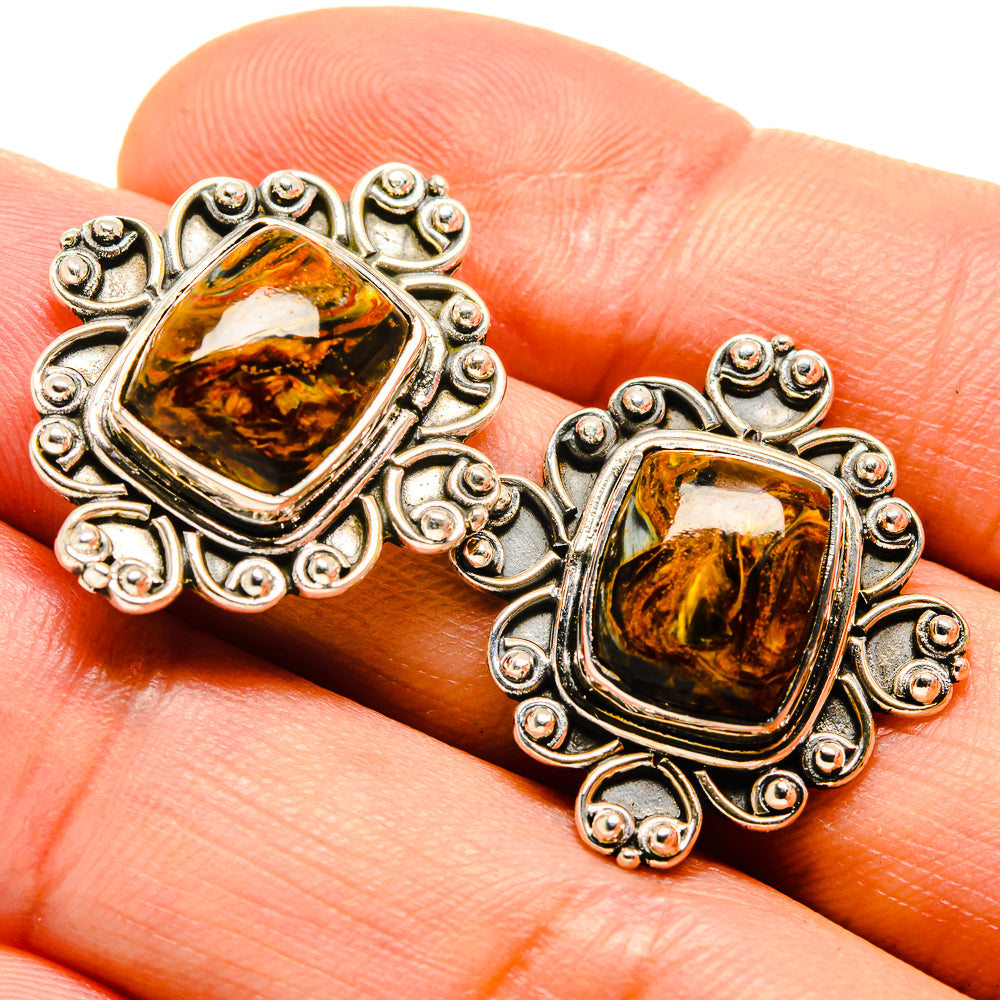 Golden Pietersite Earrings handcrafted by Anasilvercos - EARR414698