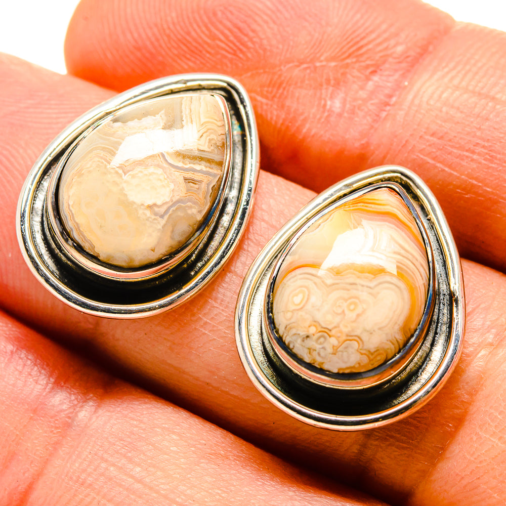 Laguna Lace Agate Earrings handcrafted by Anasilvercos - EARR414701