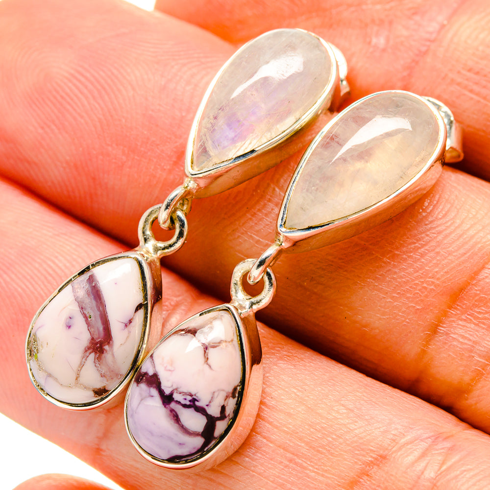 Rainbow Moonstone Earrings handcrafted by Anasilvercos - EARR414702