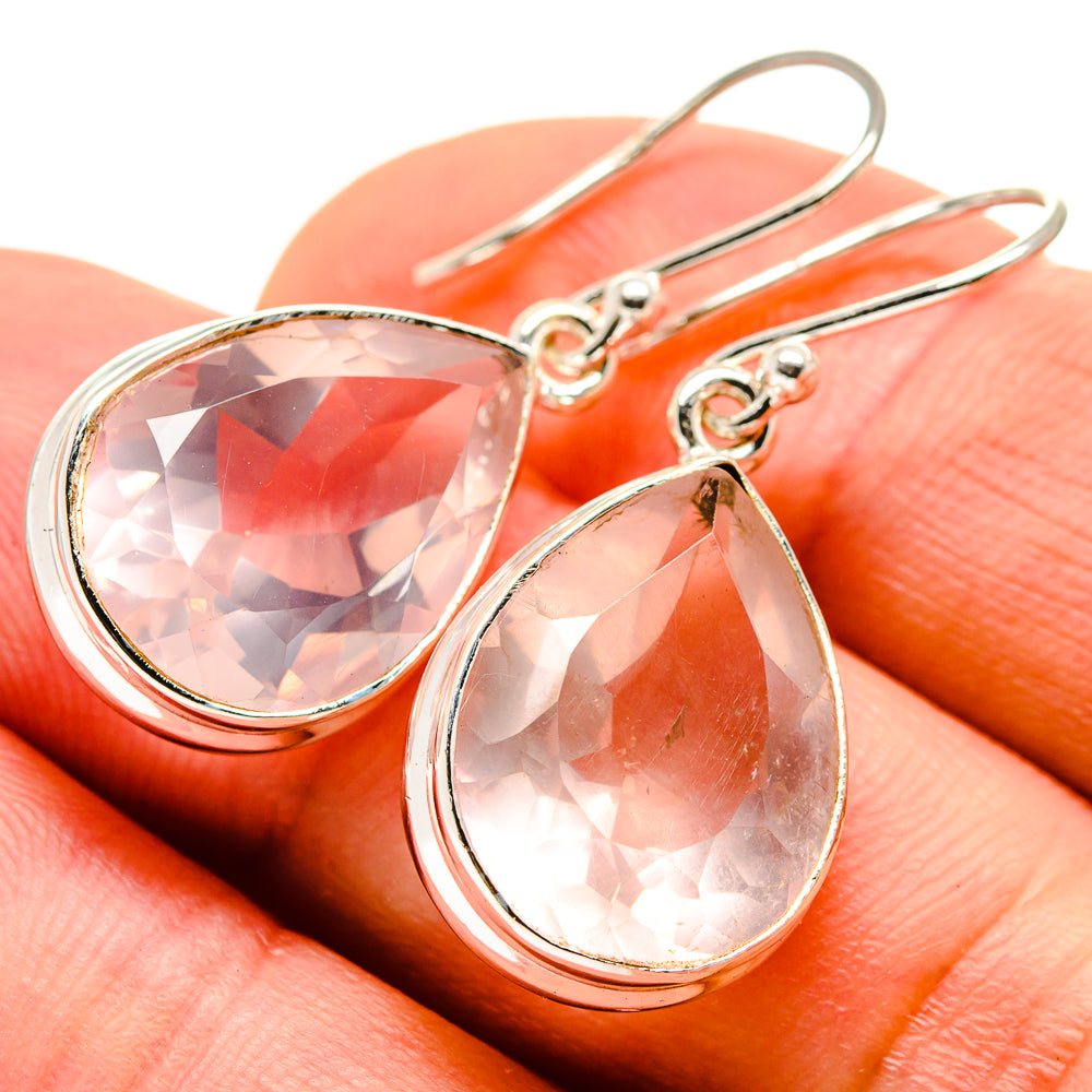 Rose Quartz Earrings handcrafted by Anasilvercos - EARR414710