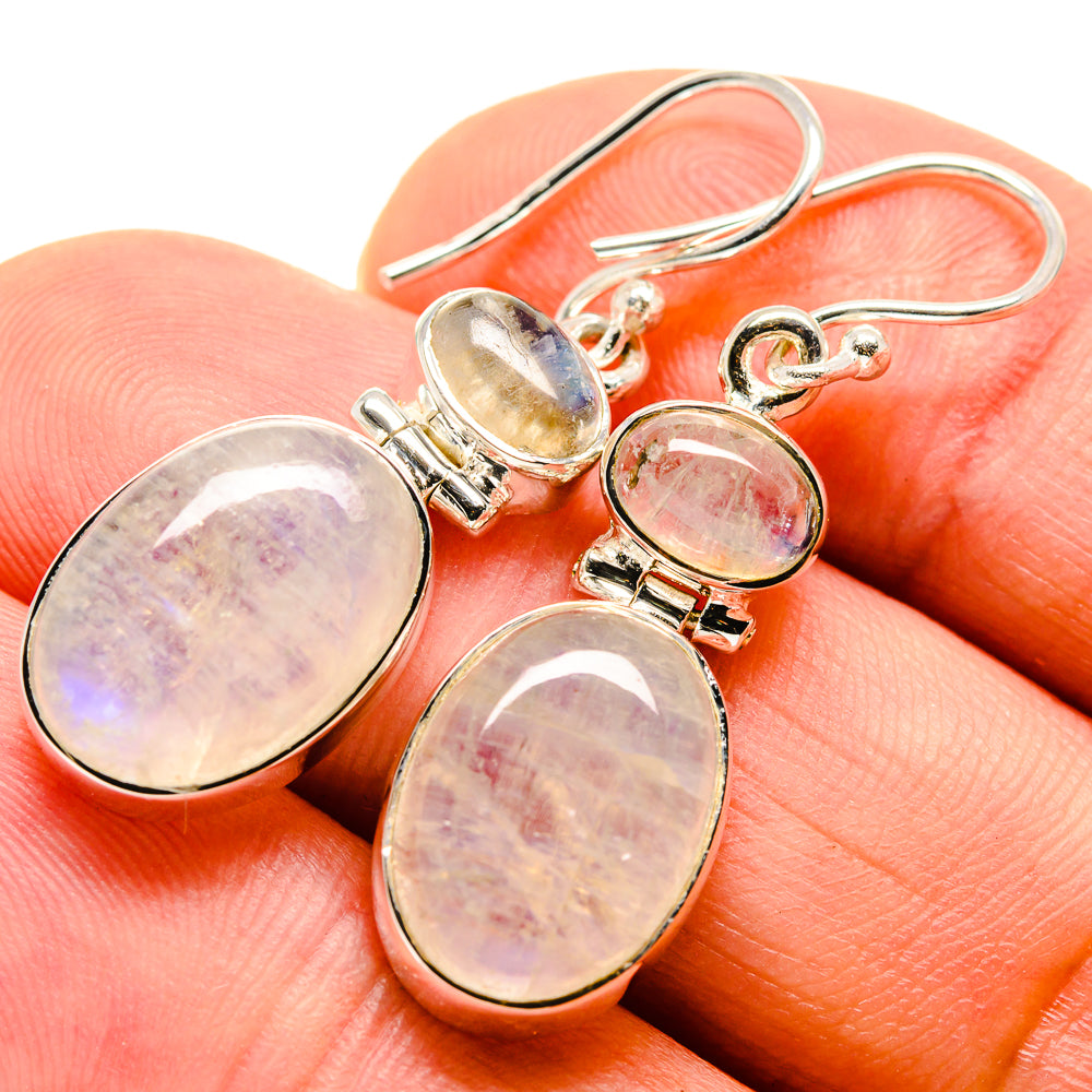 Rainbow Moonstone Earrings handcrafted by Anasilvercos - EARR414711