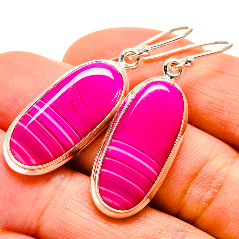 Pink Botswana Agate Earrings handcrafted by Anasilvercos - EARR414718