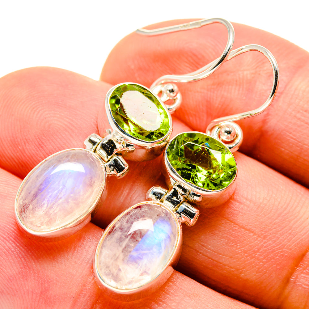 Rainbow Moonstone Earrings handcrafted by Anasilvercos - EARR414721