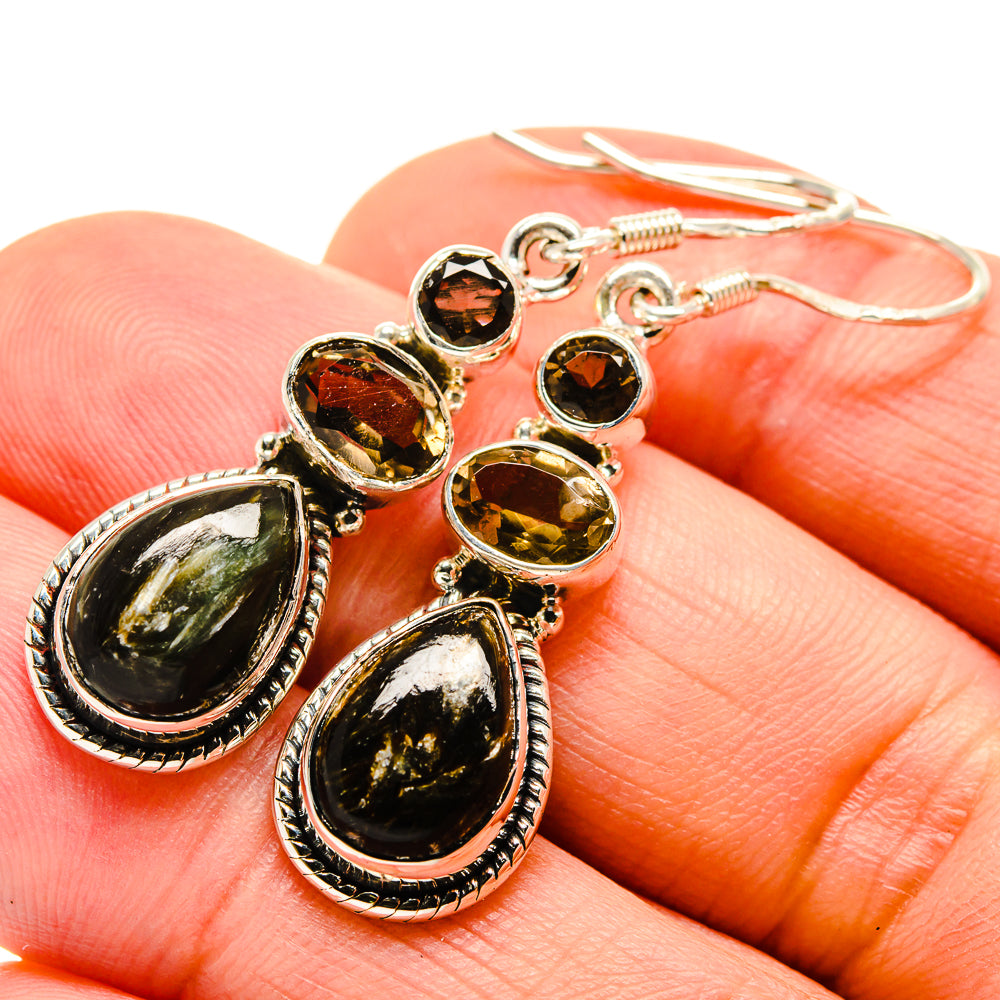 Golden Seraphinite Earrings handcrafted by Anasilvercos - EARR414730