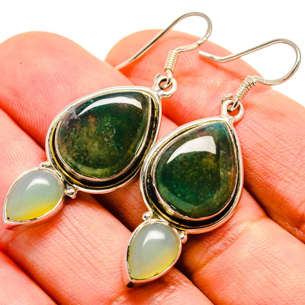 Green Moss Agate Earrings handcrafted by Anasilvercos - EARR414738