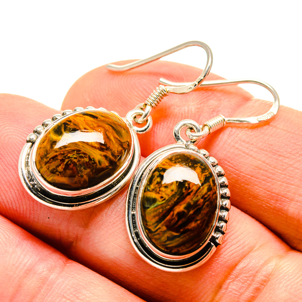 Golden Pietersite Earrings handcrafted by Anasilvercos - EARR414746