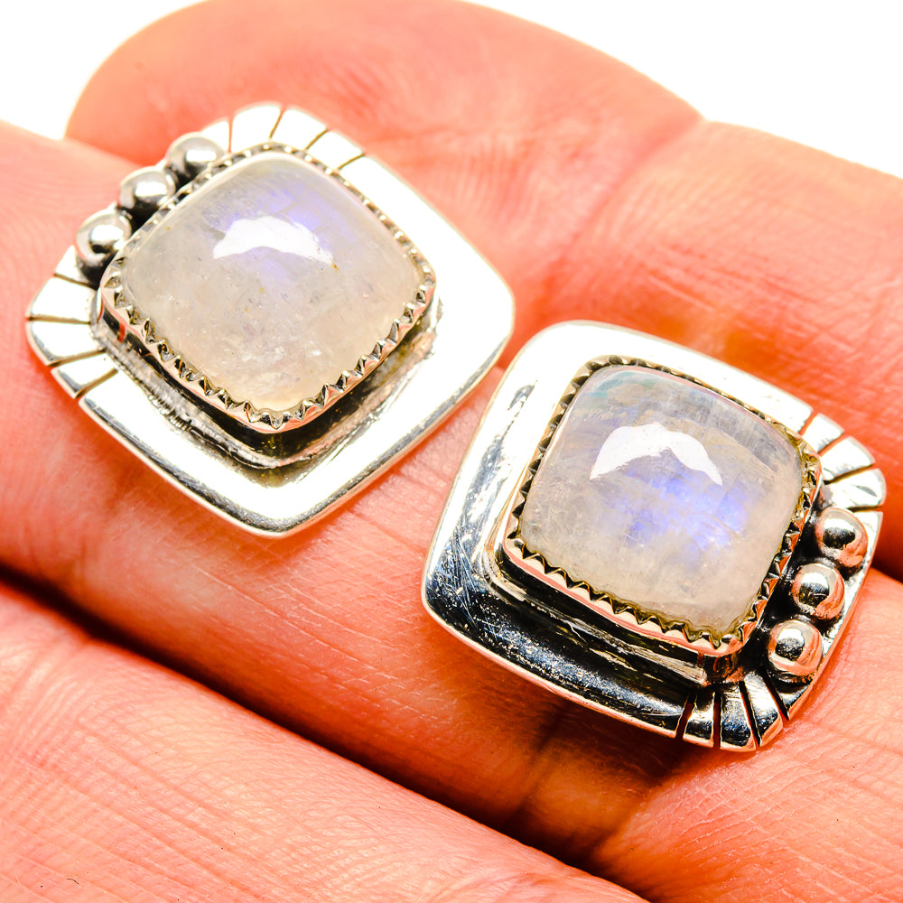 Rainbow Moonstone Earrings handcrafted by Anasilvercos - EARR414759
