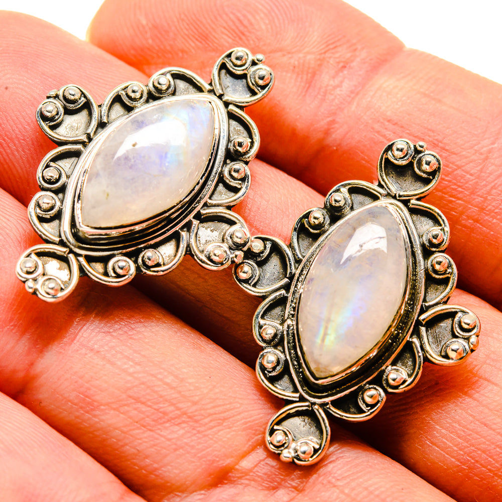 Rainbow Moonstone Earrings handcrafted by Anasilvercos - EARR414765