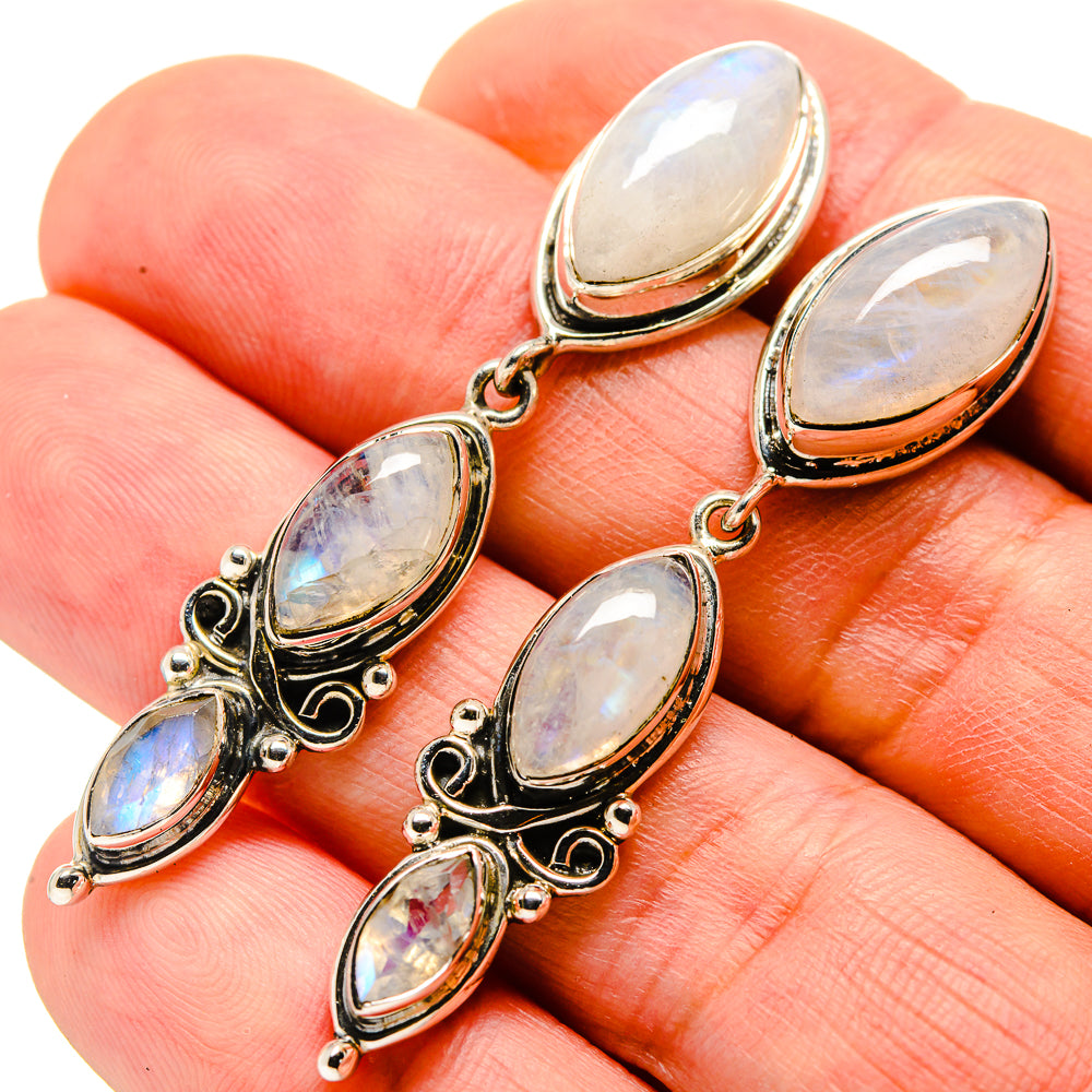 Rainbow Moonstone Earrings handcrafted by Anasilvercos - EARR414768
