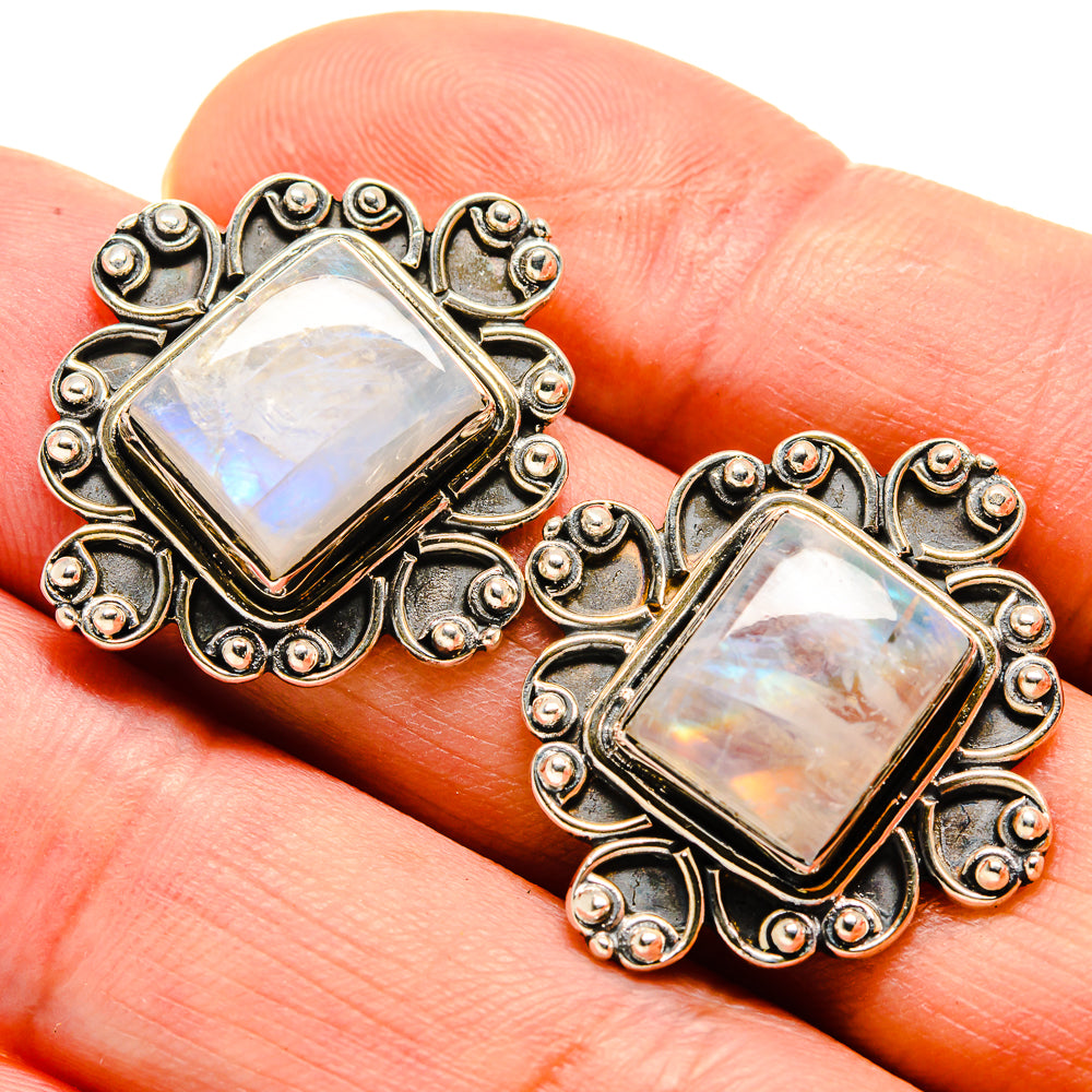 Rainbow Moonstone Earrings handcrafted by Anasilvercos - EARR414773