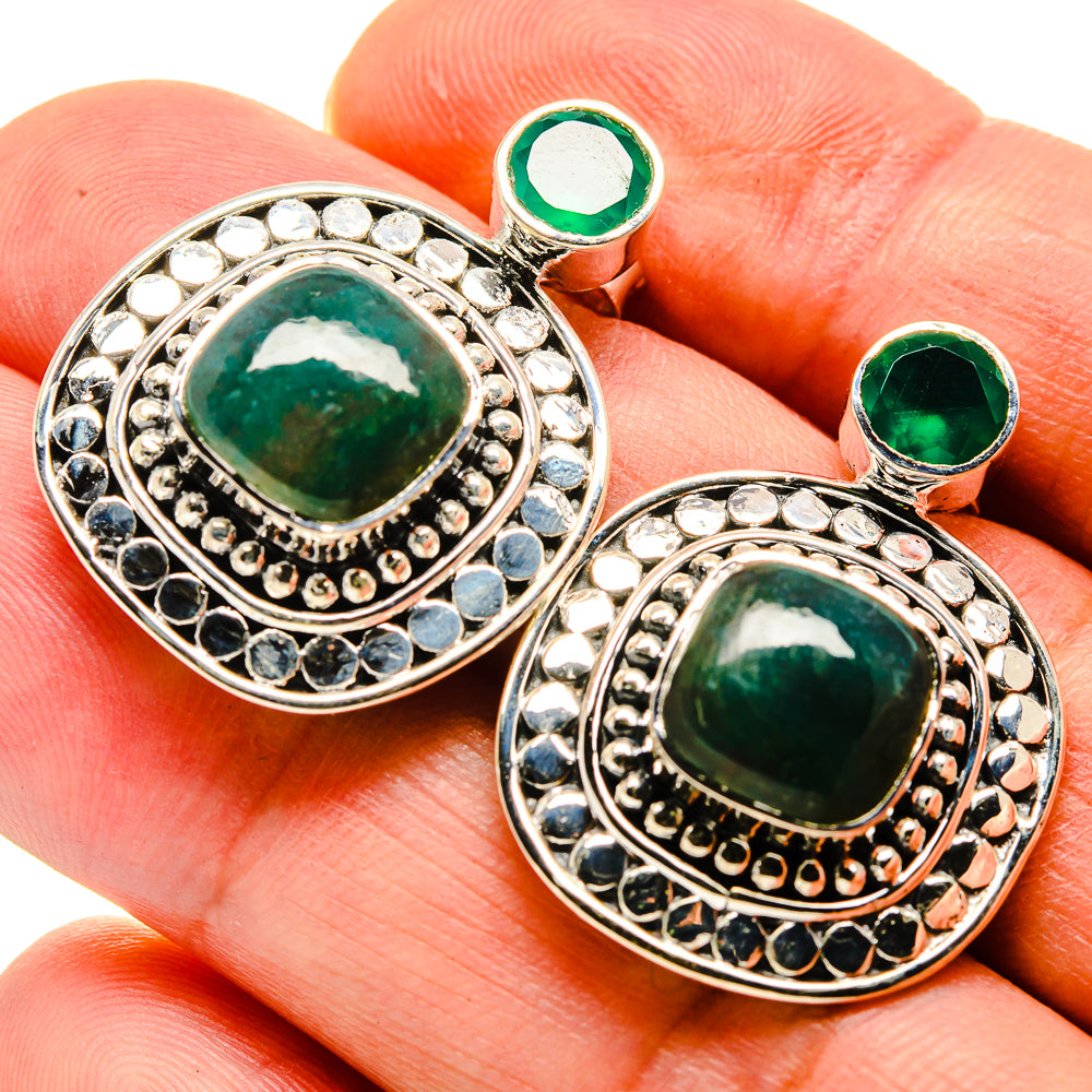 Green Moss Agate Earrings handcrafted by Anasilvercos - EARR414776