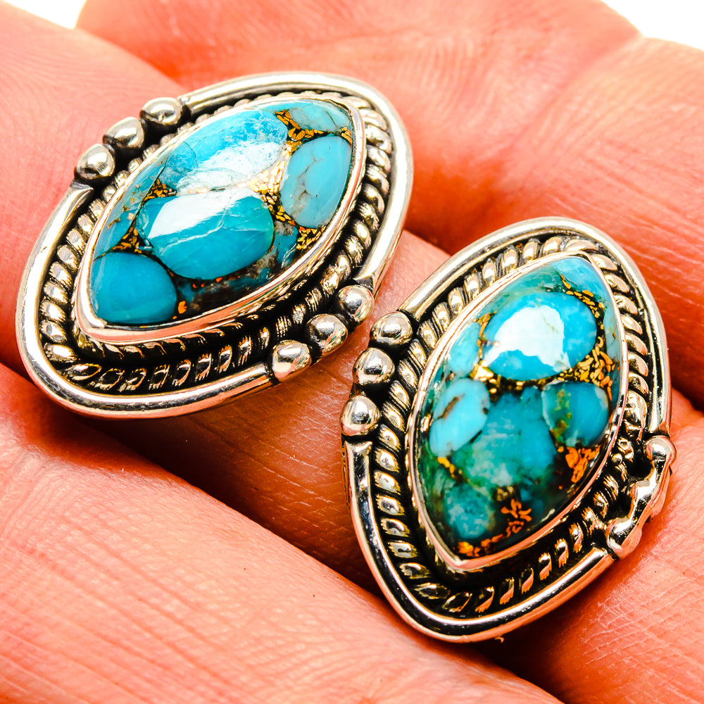 Blue Copper Composite Turquoise Earrings handcrafted by Anasilvercos - EARR414777