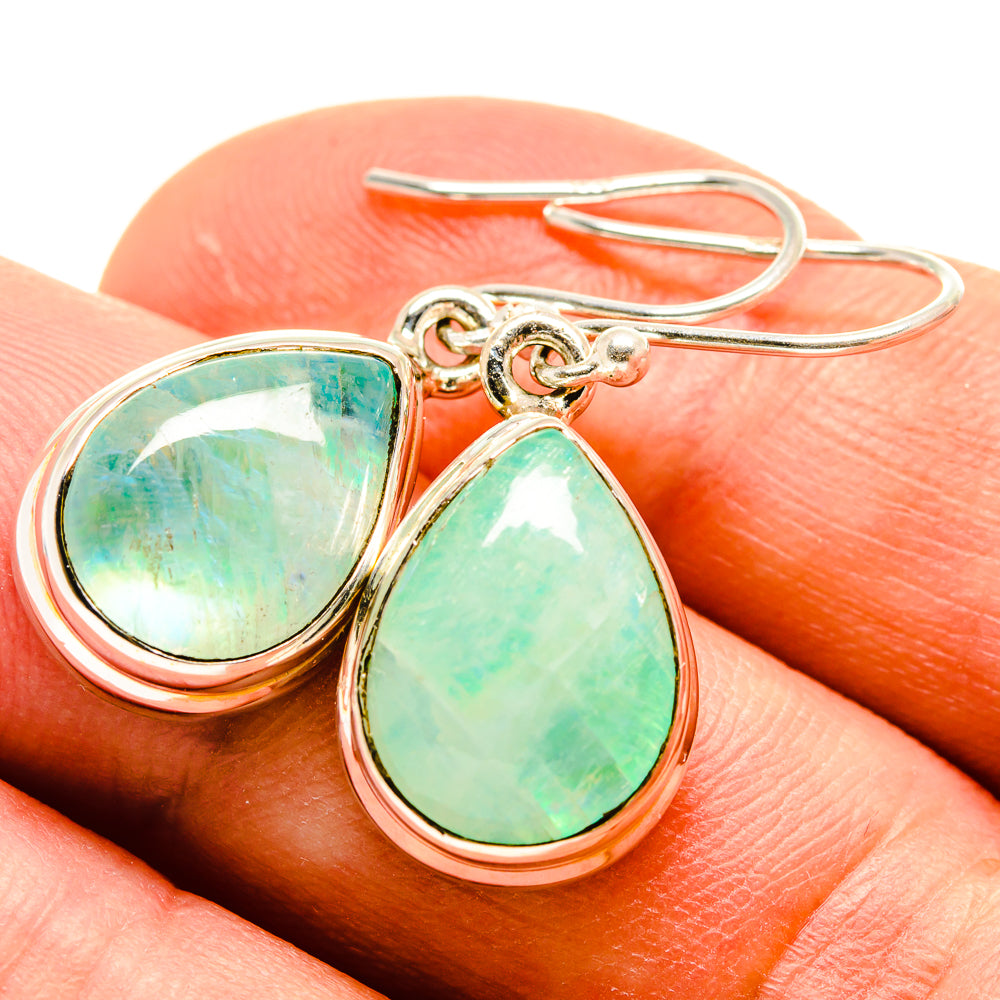 Green Moonstone Earrings handcrafted by Anasilvercos - EARR414800