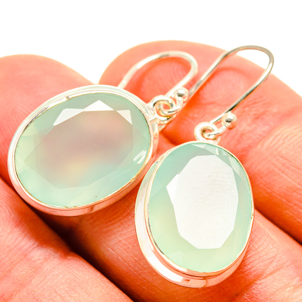 Aqua Chalcedony Earrings handcrafted by Anasilvercos - EARR414803