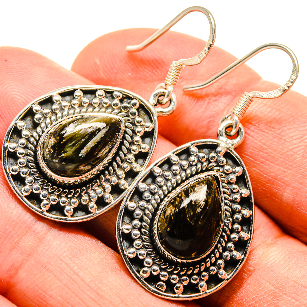 Golden Seraphinite Earrings handcrafted by Anasilvercos - EARR414808