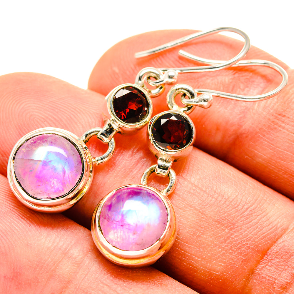 Pink Moonstone Earrings handcrafted by Anasilvercos - EARR414817