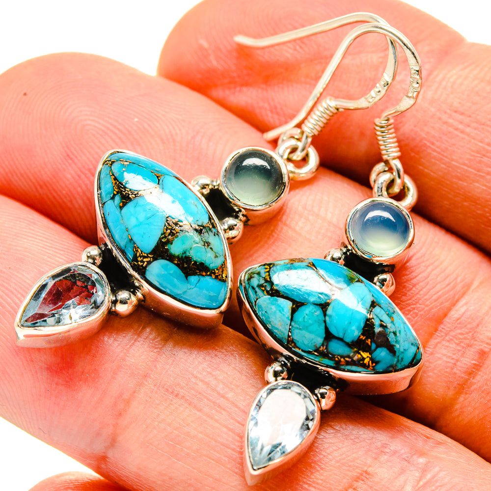 Blue Copper Composite Turquoise Earrings handcrafted by Anasilvercos - EARR414821