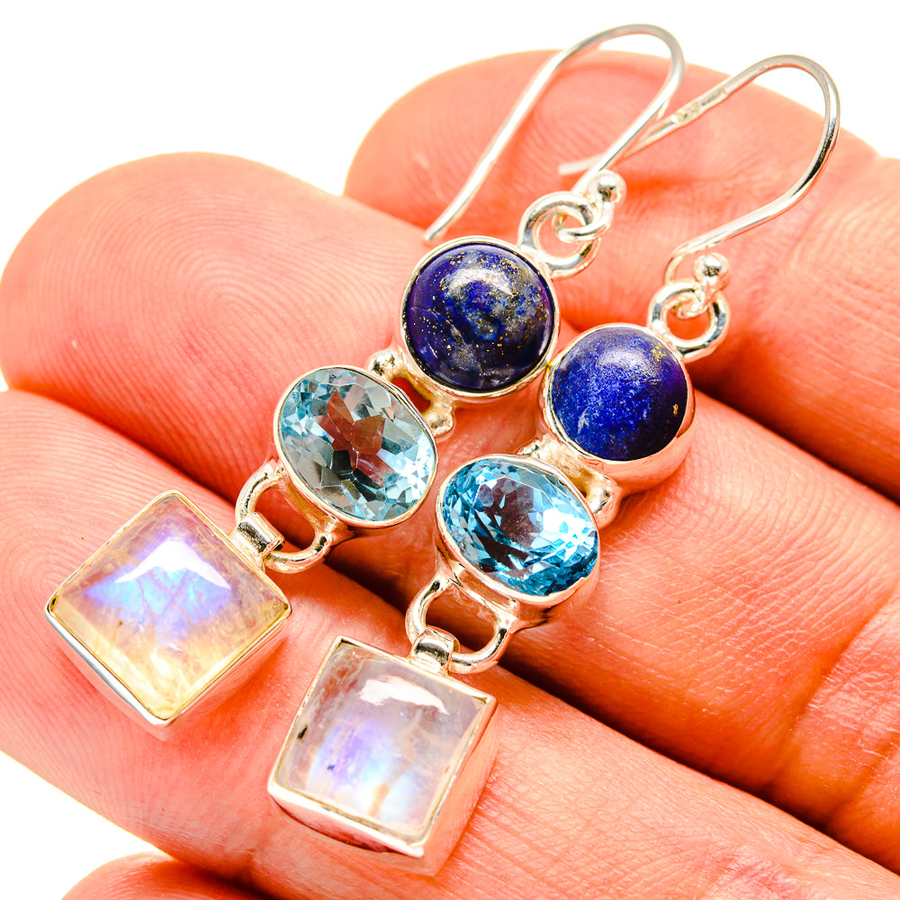 Rainbow Moonstone Earrings handcrafted by Anasilvercos - EARR414827