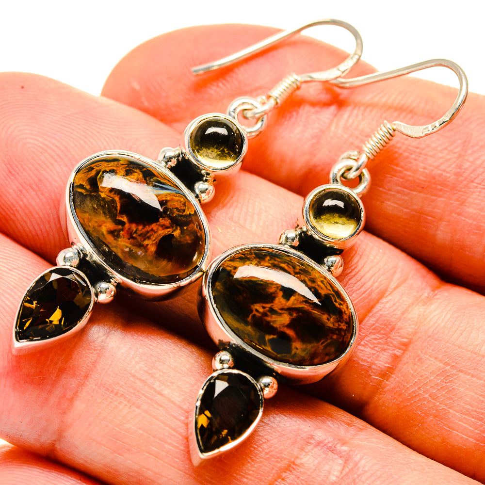 Golden Pietersite Earrings handcrafted by Anasilvercos - EARR414833