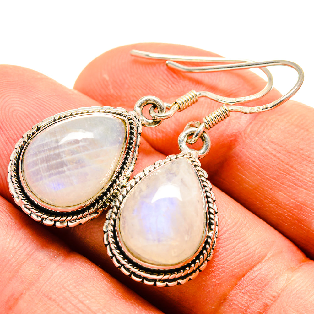 Rainbow Moonstone Earrings handcrafted by Anasilvercos - EARR414835