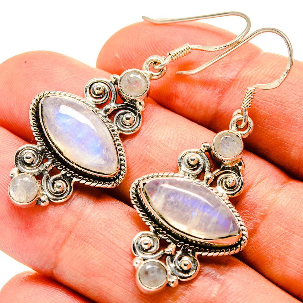 Rainbow Moonstone Earrings handcrafted by Anasilvercos - EARR414845
