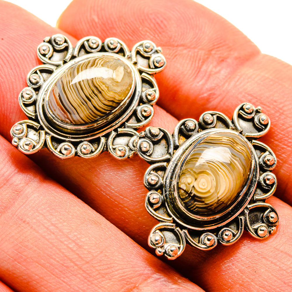 Laguna Lace Agate Earrings handcrafted by Anasilvercos - EARR414857