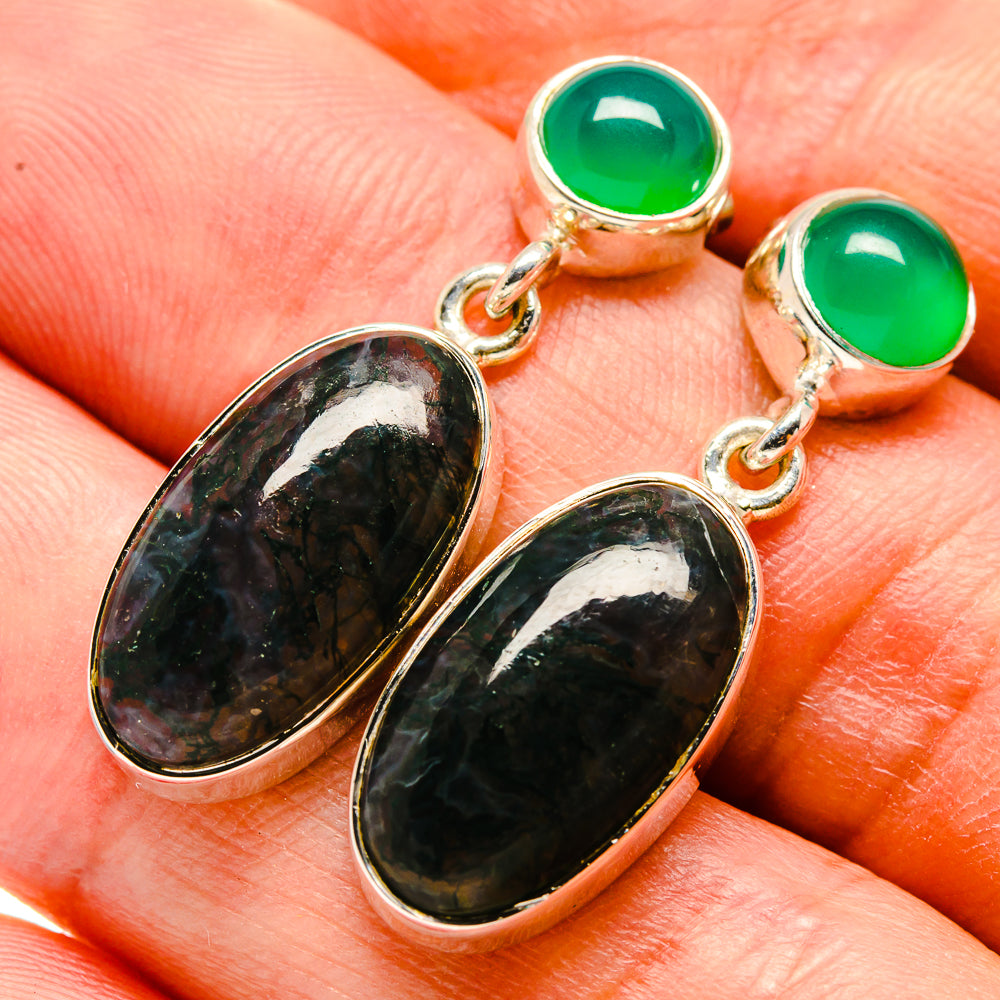 Green Moss Agate Earrings handcrafted by Anasilvercos - EARR414858