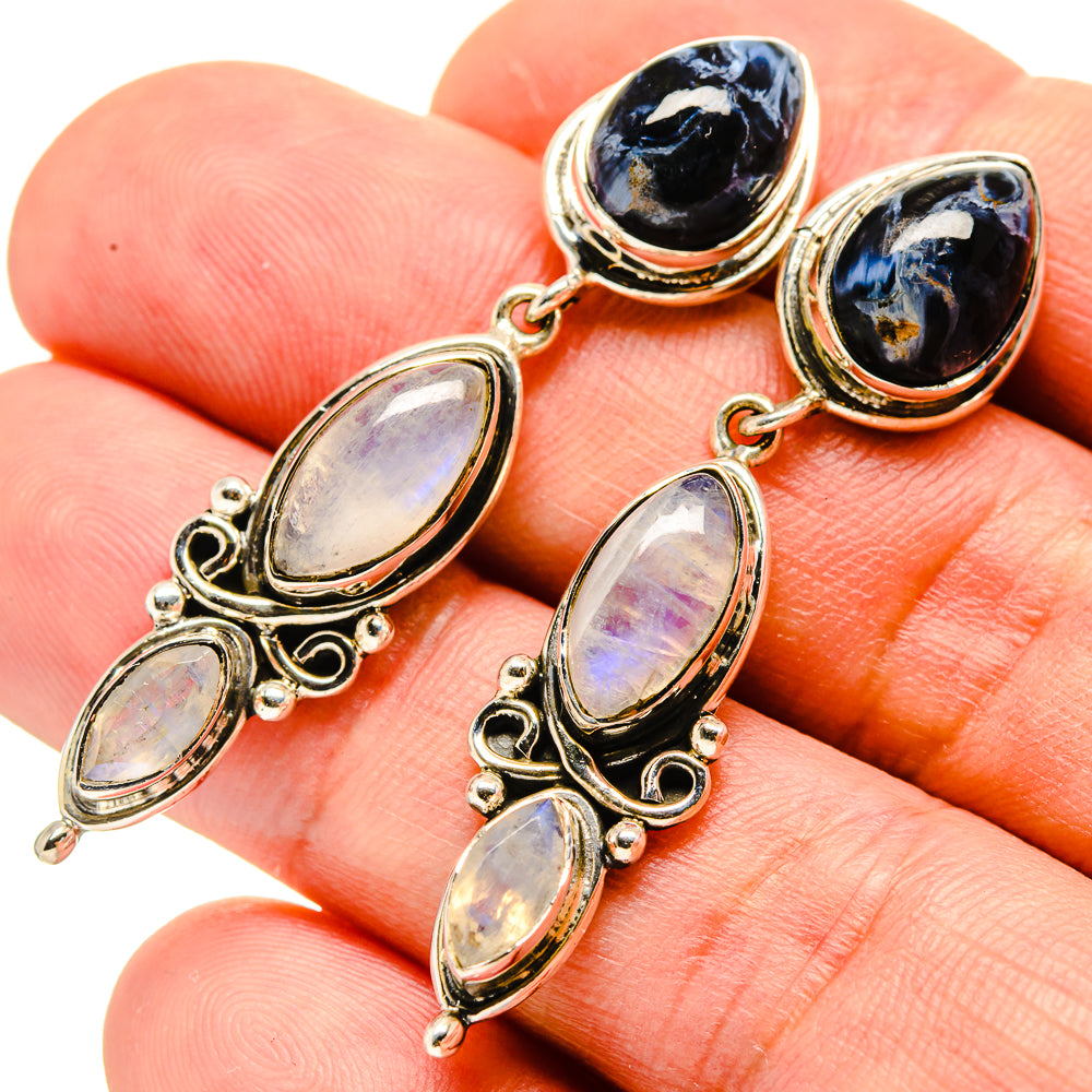 Rainbow Moonstone Earrings handcrafted by Anasilvercos - EARR414861
