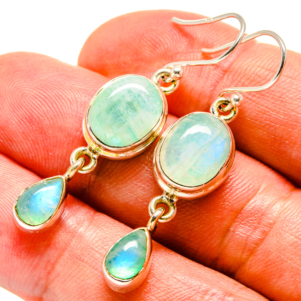 Green Moonstone Earrings handcrafted by Anasilvercos - EARR414866