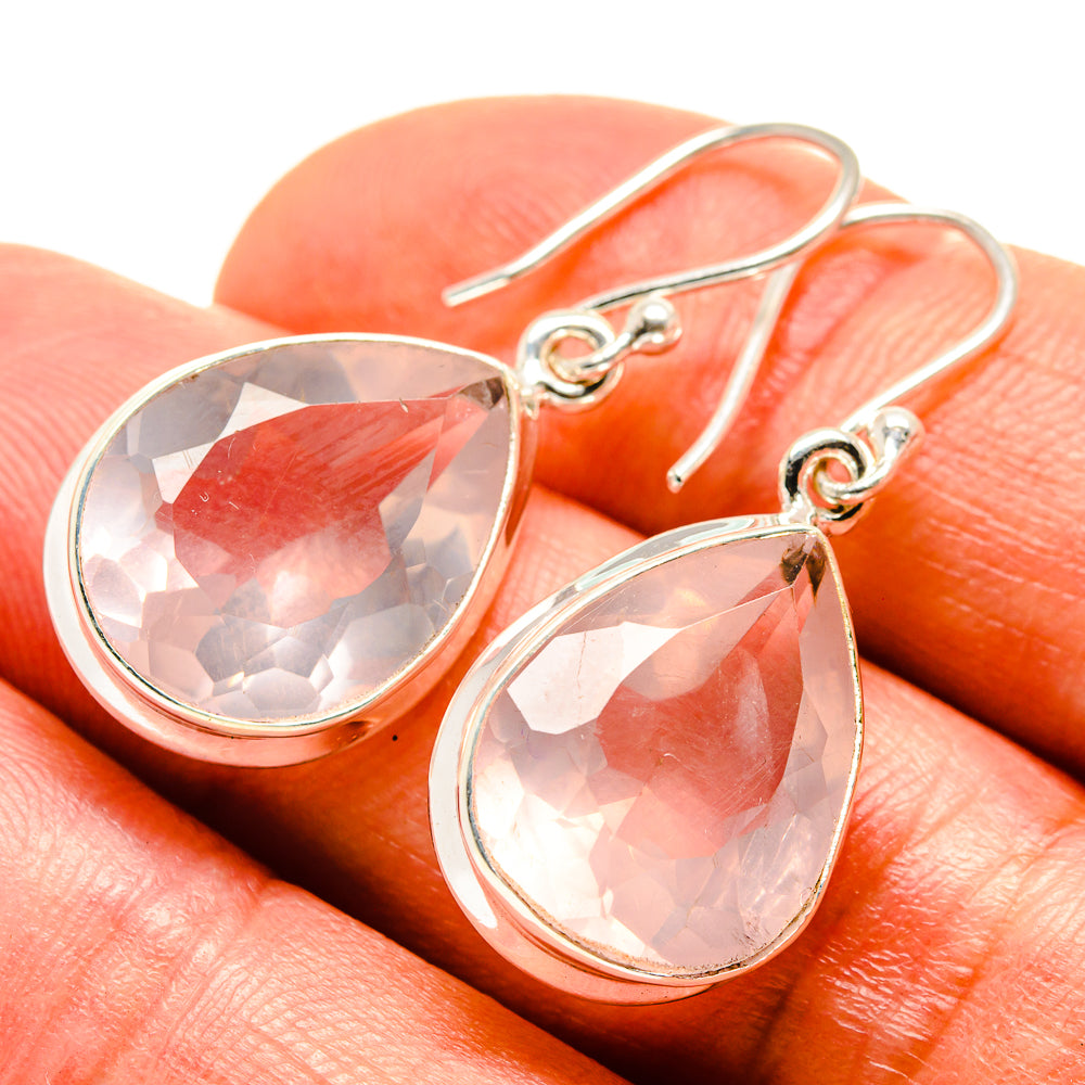 Rose Quartz Earrings handcrafted by Anasilvercos - EARR414881