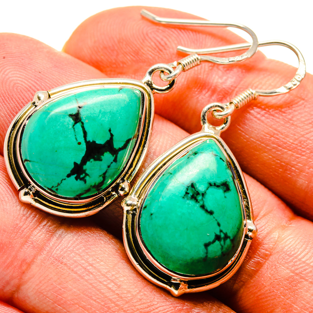 Tibetan Turquoise Earrings handcrafted by Anasilvercos - EARR414888